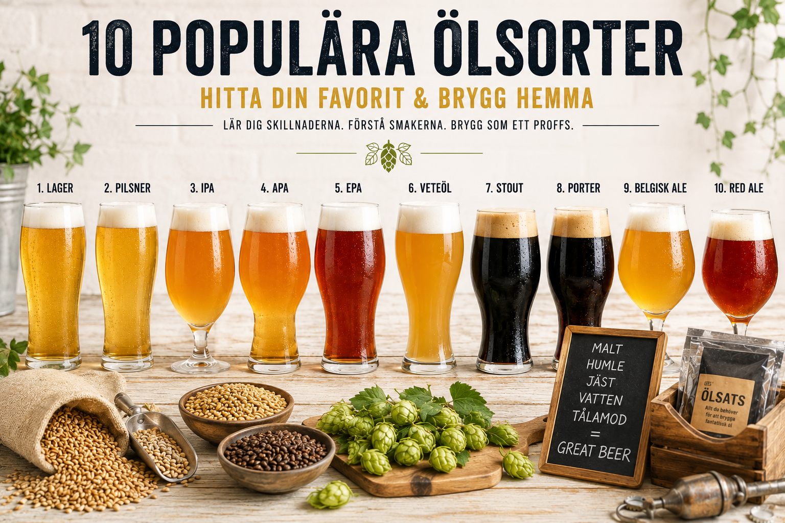 Olika ölsorter – 10 populära ölstilar att brygga hemma